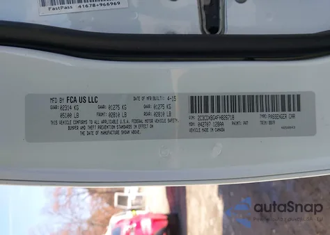 2015 Dodge Charger Se z USA, uszkodzony, nr VIN 2C3CDXBG4FH826718